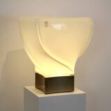 Leucos table lamp, handmade, limited edition in white opalescent glass