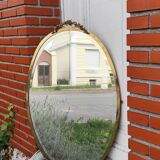 Grand miroir biseauté ancien laiton