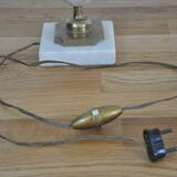 Ancient alabaster lamp and bronze cherub decoration