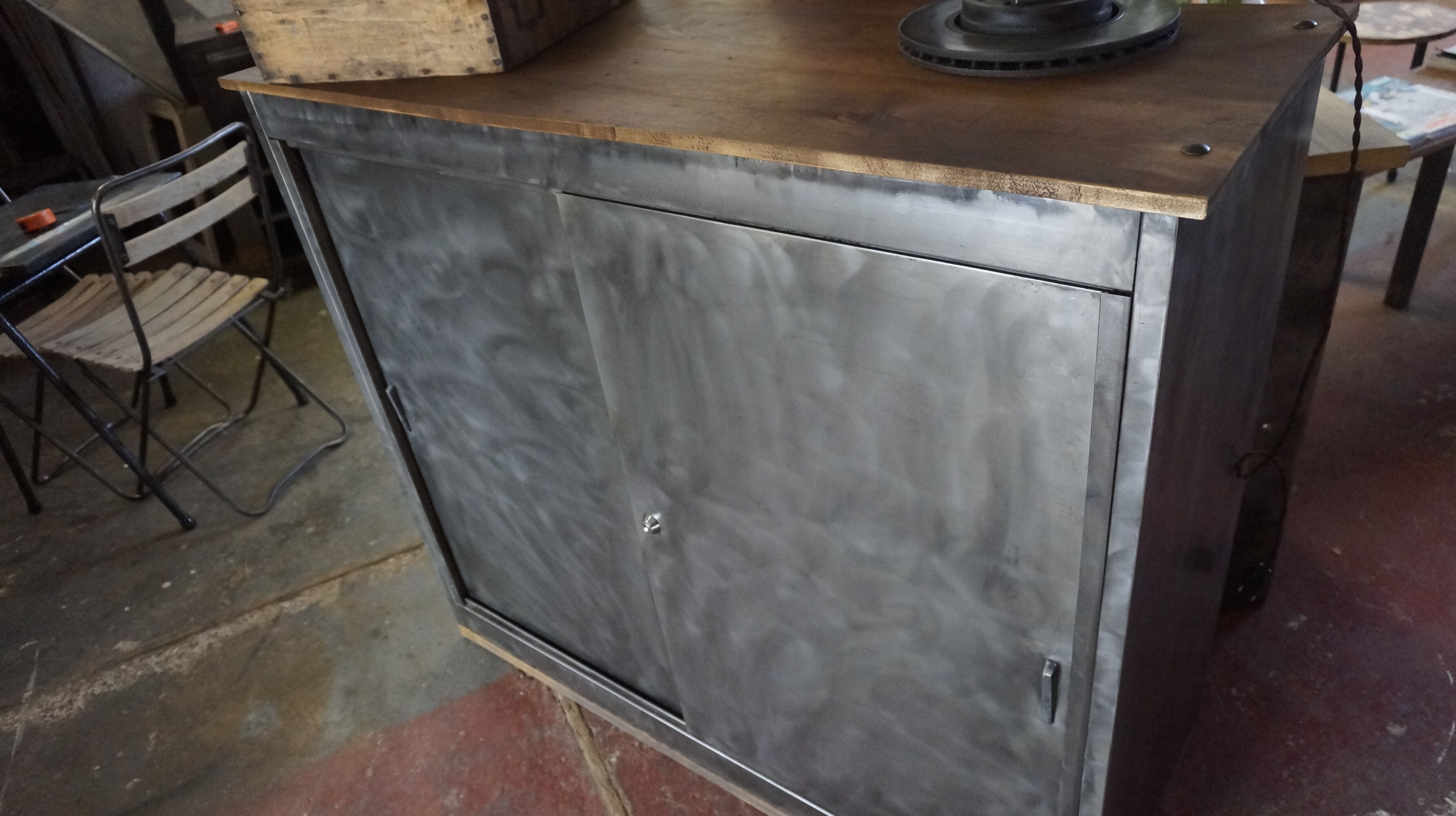 Administrative brushed metal furniture