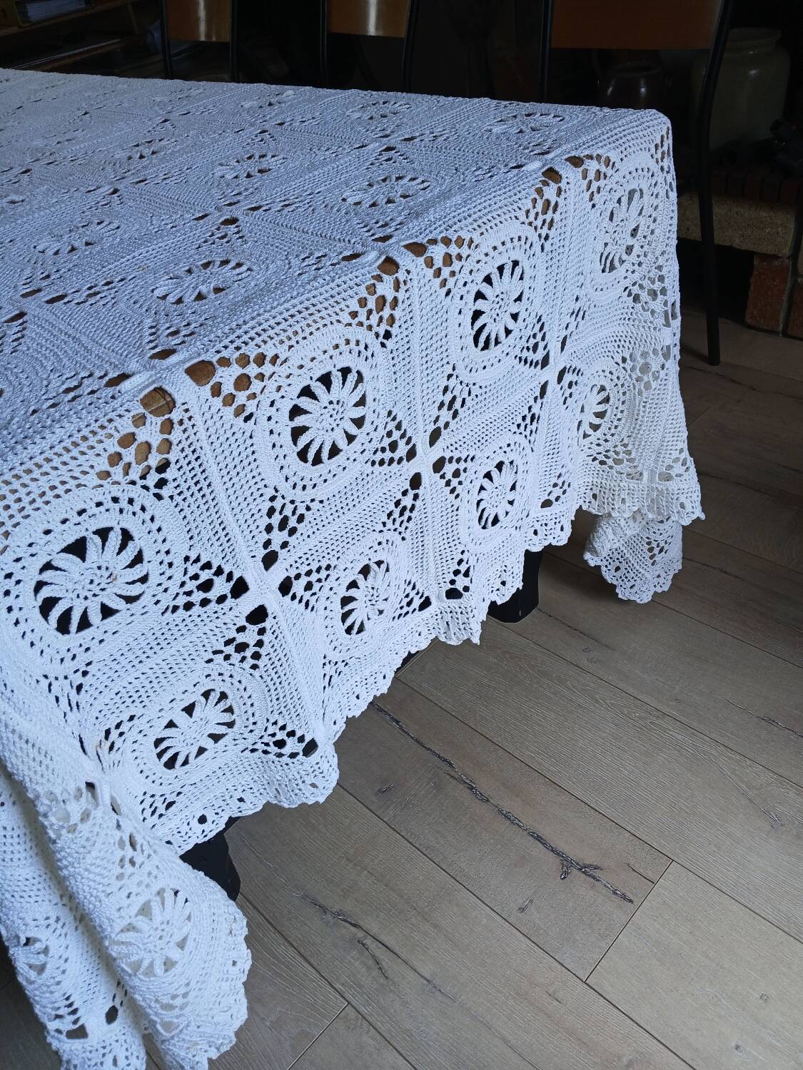 Dessus de lit ancien en crochet fait main