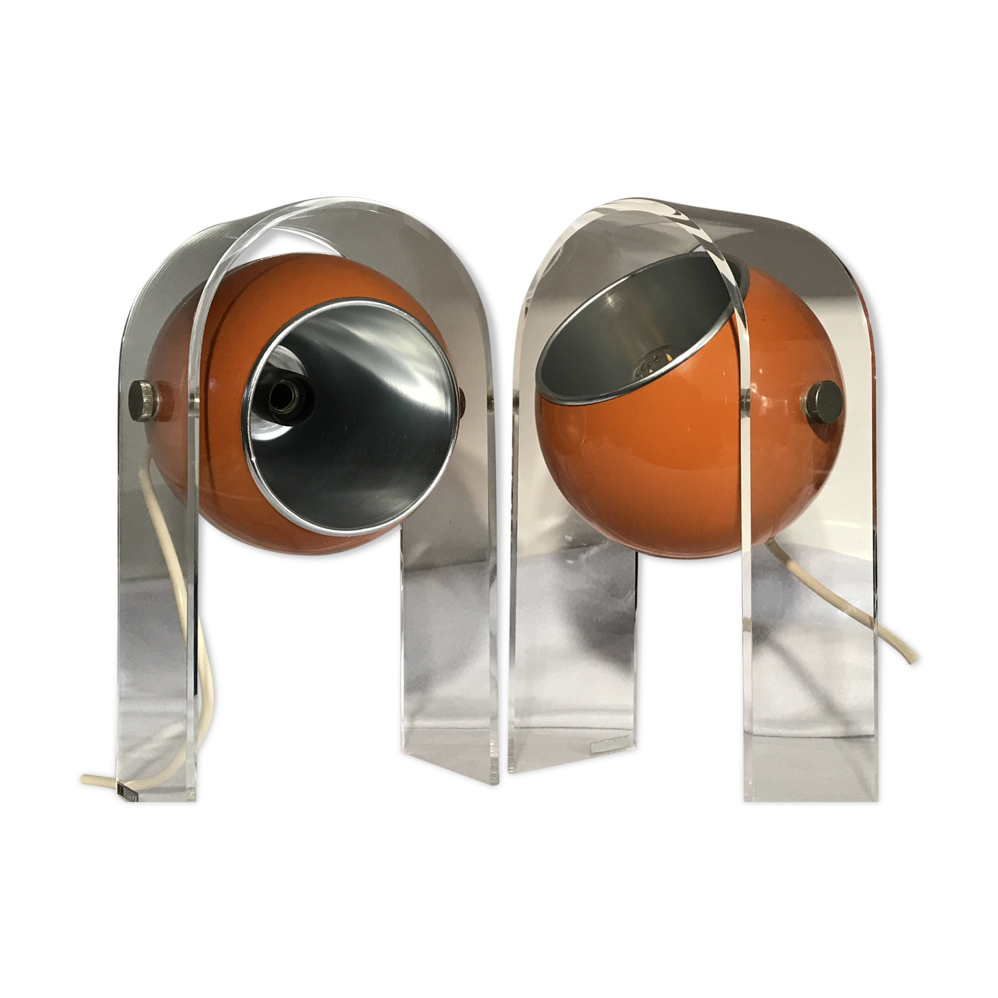 Paire de lampes oranges Robert Sonneman
