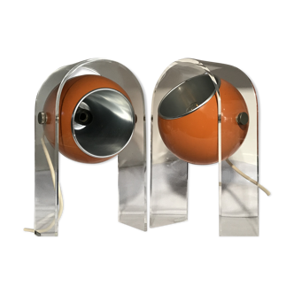 Paire de lampes oranges Robert Sonneman