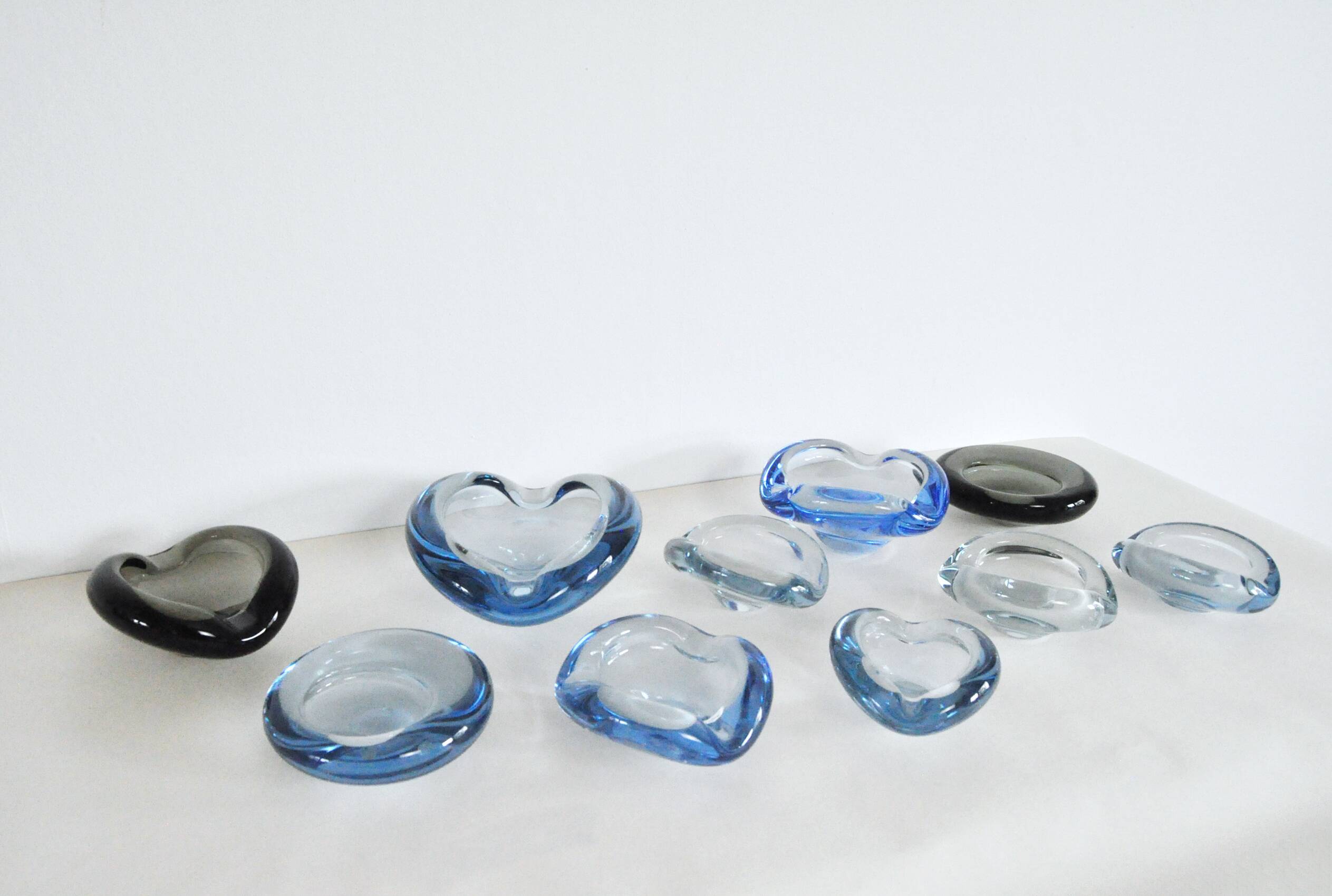 Smaller dishes or ashtrays designed for Holmegaard, 1950s to 1970s
