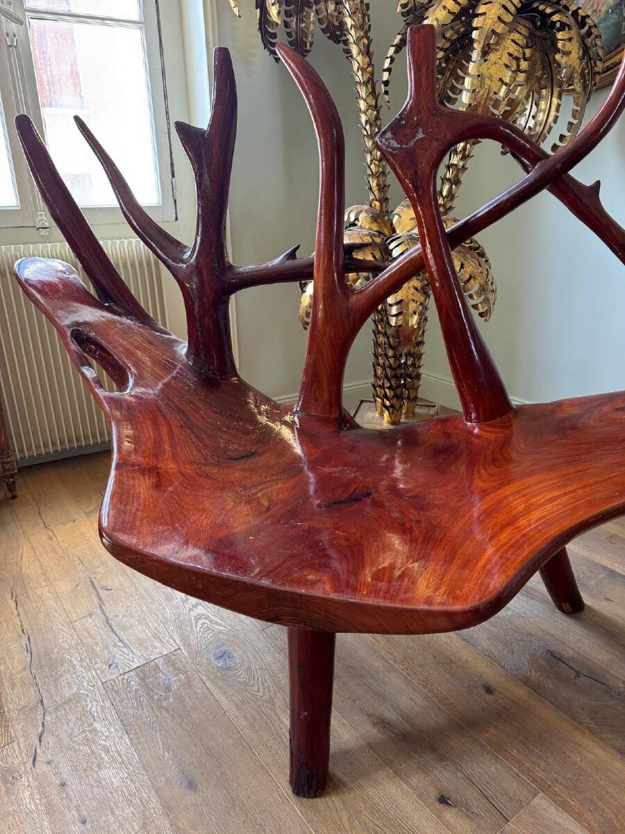 Rosewood bench, Italian work from the 1970s.