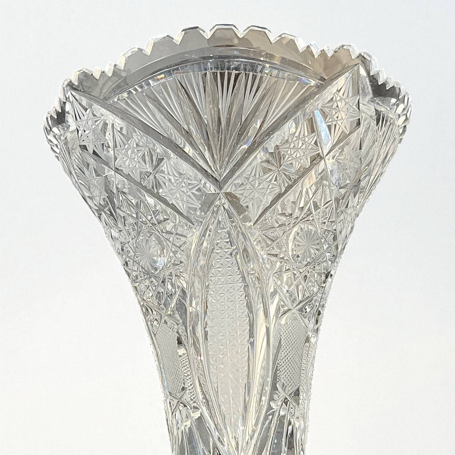 Bohemian crystal trumpet vase on foot vintage crystal vase 1940