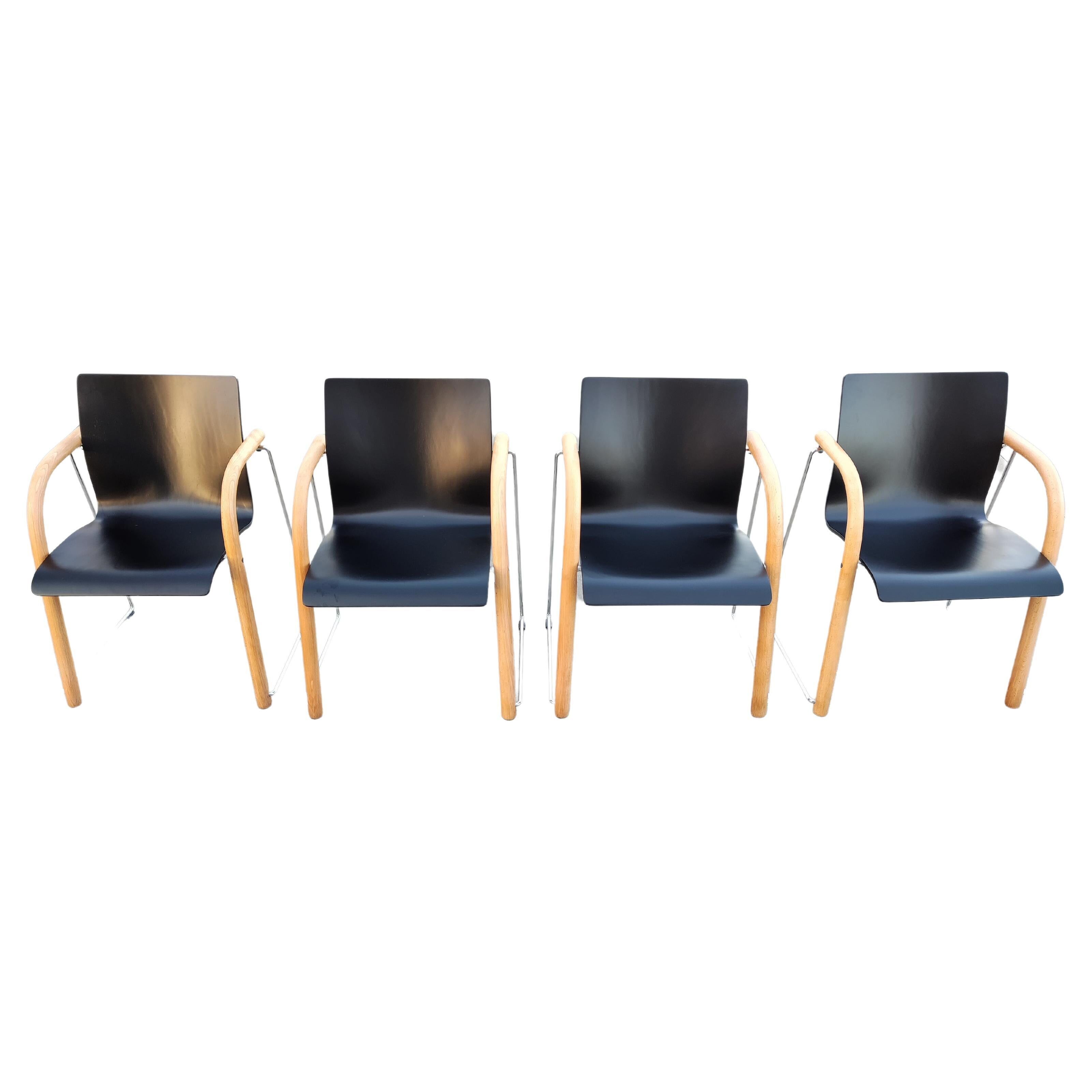 Set of 4 Thonet chairs model S320 renovated by Wulf Schneider and Ulrich Bohme, 1984