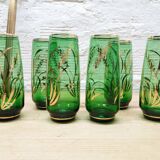 Set 6 emerald green orangeade glasses