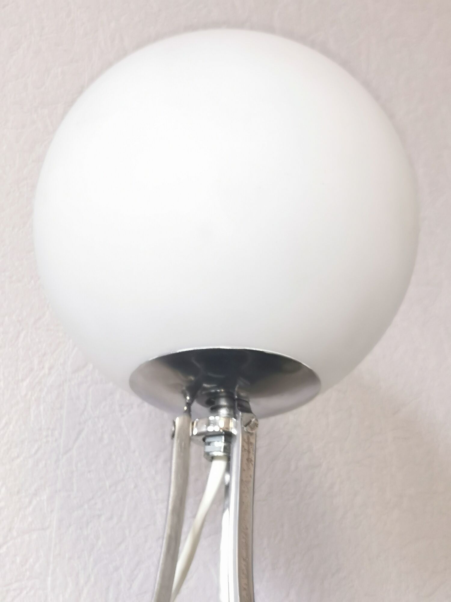 Lamp sphere of frosted glass, chrome steel, art deco, 1950