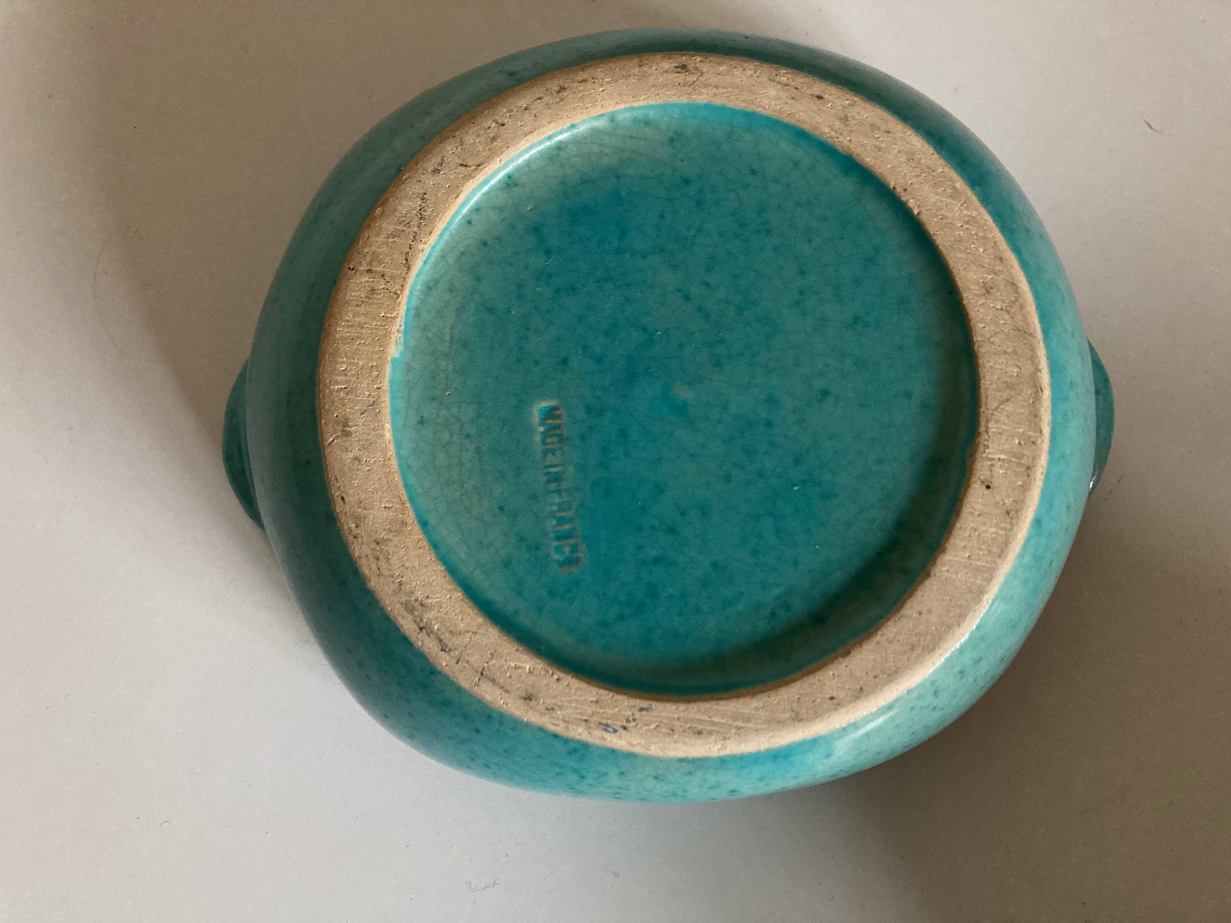 Vallauris turquoise fish ceramic 1950