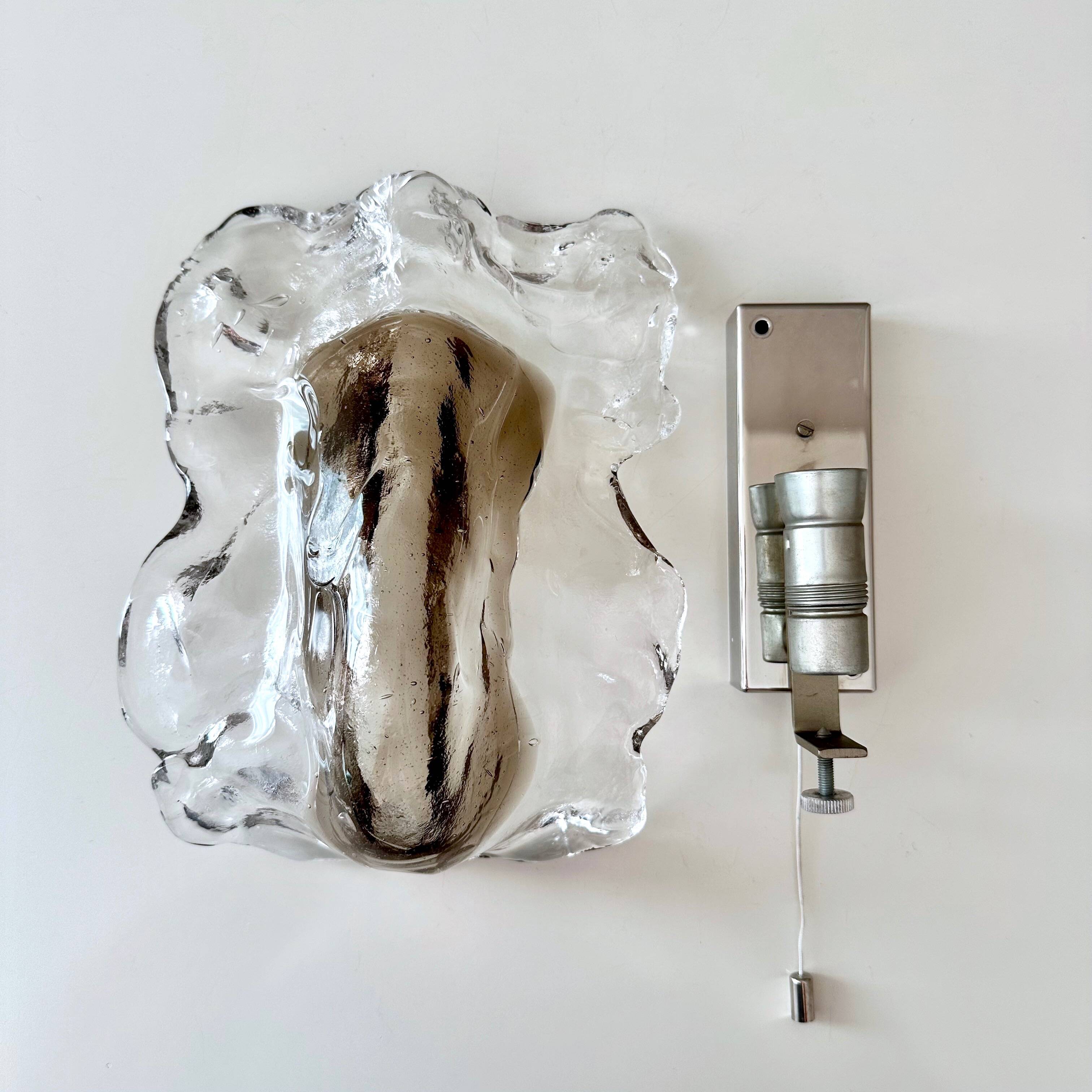 Ice Glass Wall Lights by J.T. Kalmar – Vintage Wall Lamps from the 1960s