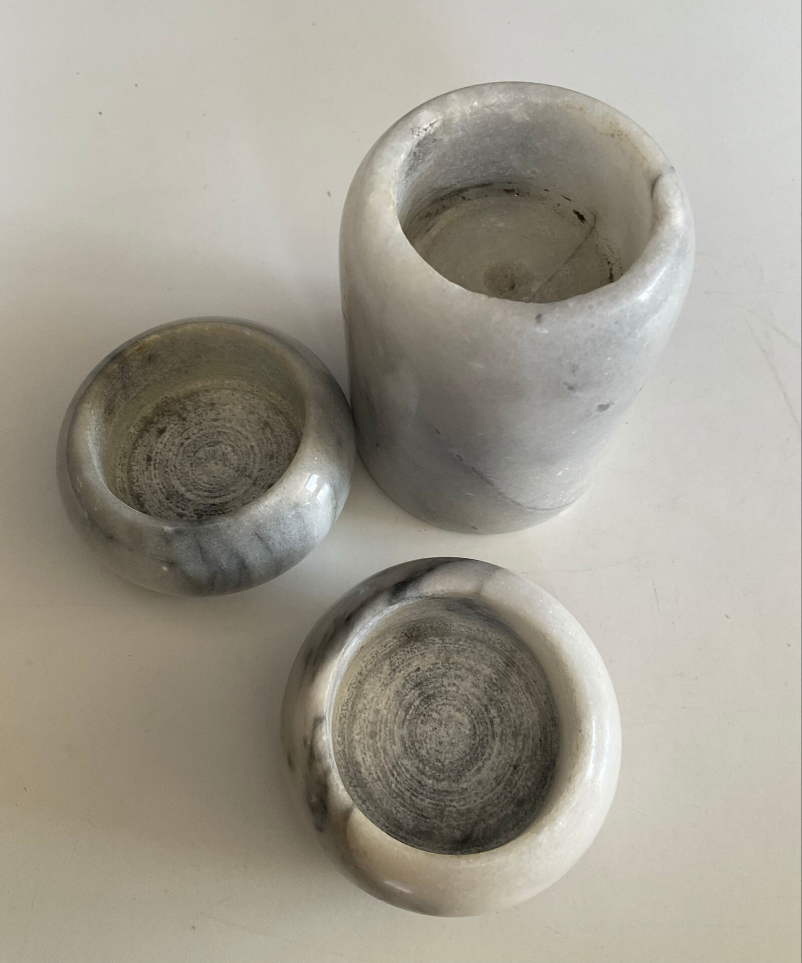 Vintage marble candlestick trio