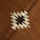 4x5 Camel Brown & Beige Vintage Kilim Rug, 118x161Cm