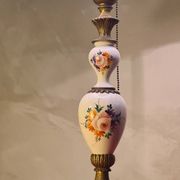 very elegant porcelain and bronze lamp, pull cord switch 50x30 very good e