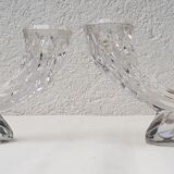 70s chiseled crystal chandelier duo