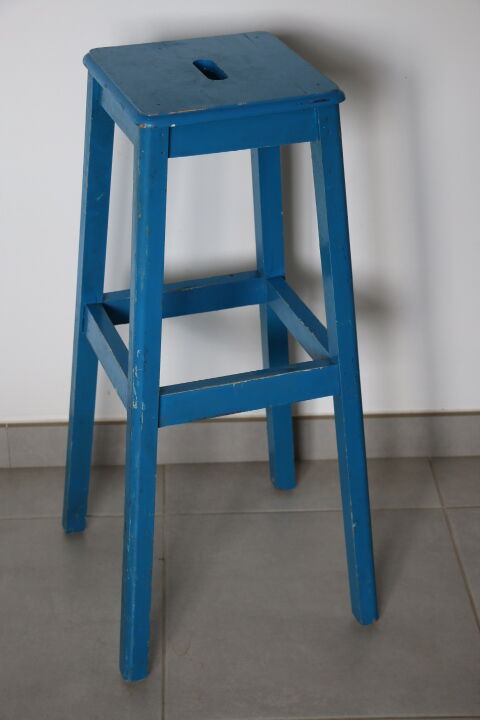 Tabouret bois bleu 1950 795mm