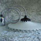 Scalloped white glass hanging
