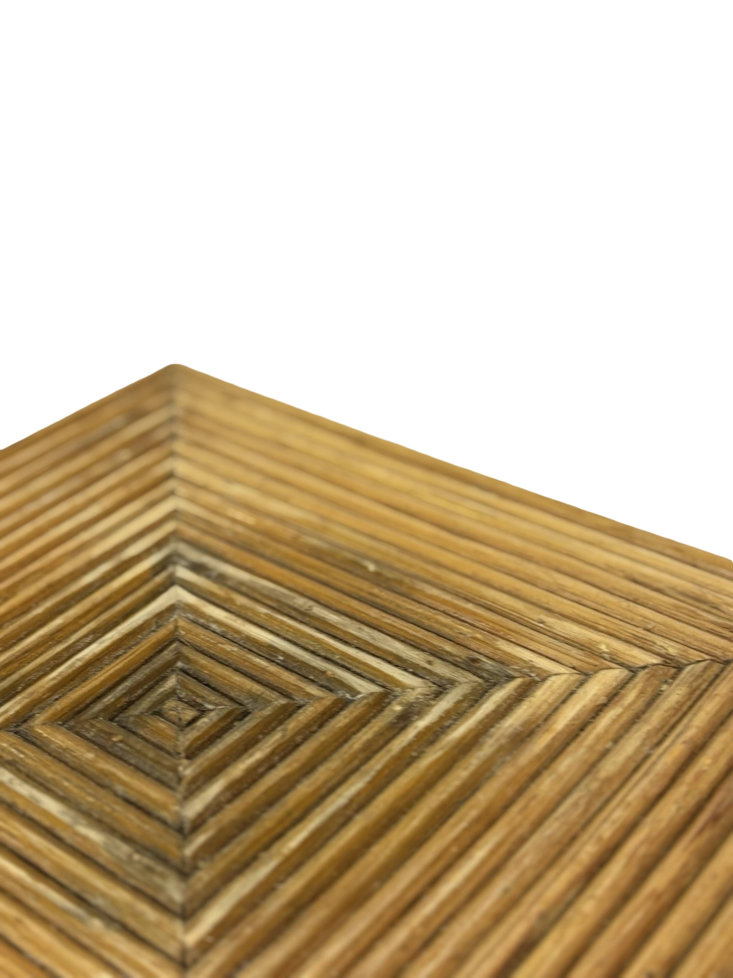 Vintage Rattan Column Planter Bamboo Bohemian Pillar '70s Rattan Mcguire