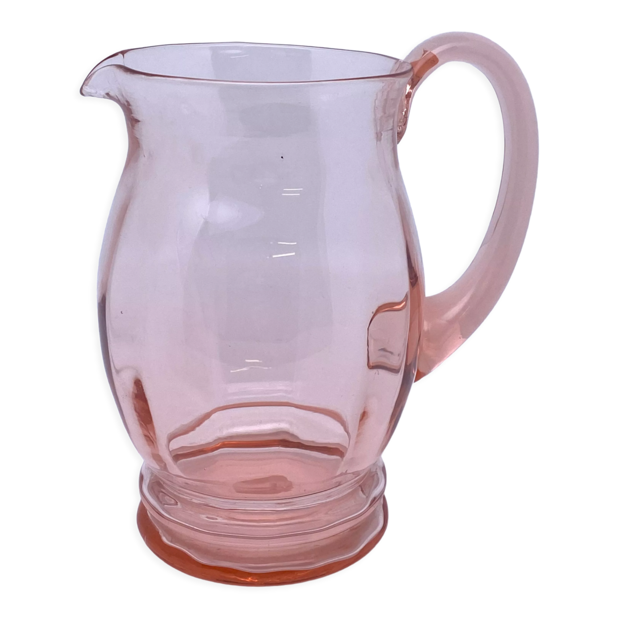Rounded pink glass decanter