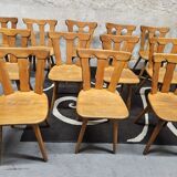 12 wooden bistro chairs, 1970