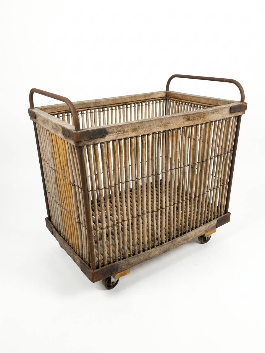 Ancient bakery cart made of rattan.