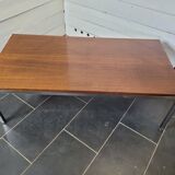 Coffee table chrome base top in teak of the 70s