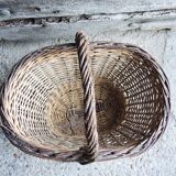 Antique Oval Two-Tone Wicker Basket