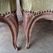 Pair of Louis XV style cabriolet armchairs in molded wood - 19th century