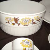 Sovirel vintage dinnerware set with yellow and brown daisy decor 21 pieces
