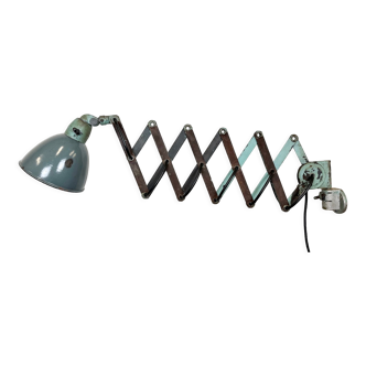 Industrial Grey Enamel Wall Scissor Lamp from Siemens, 1930s