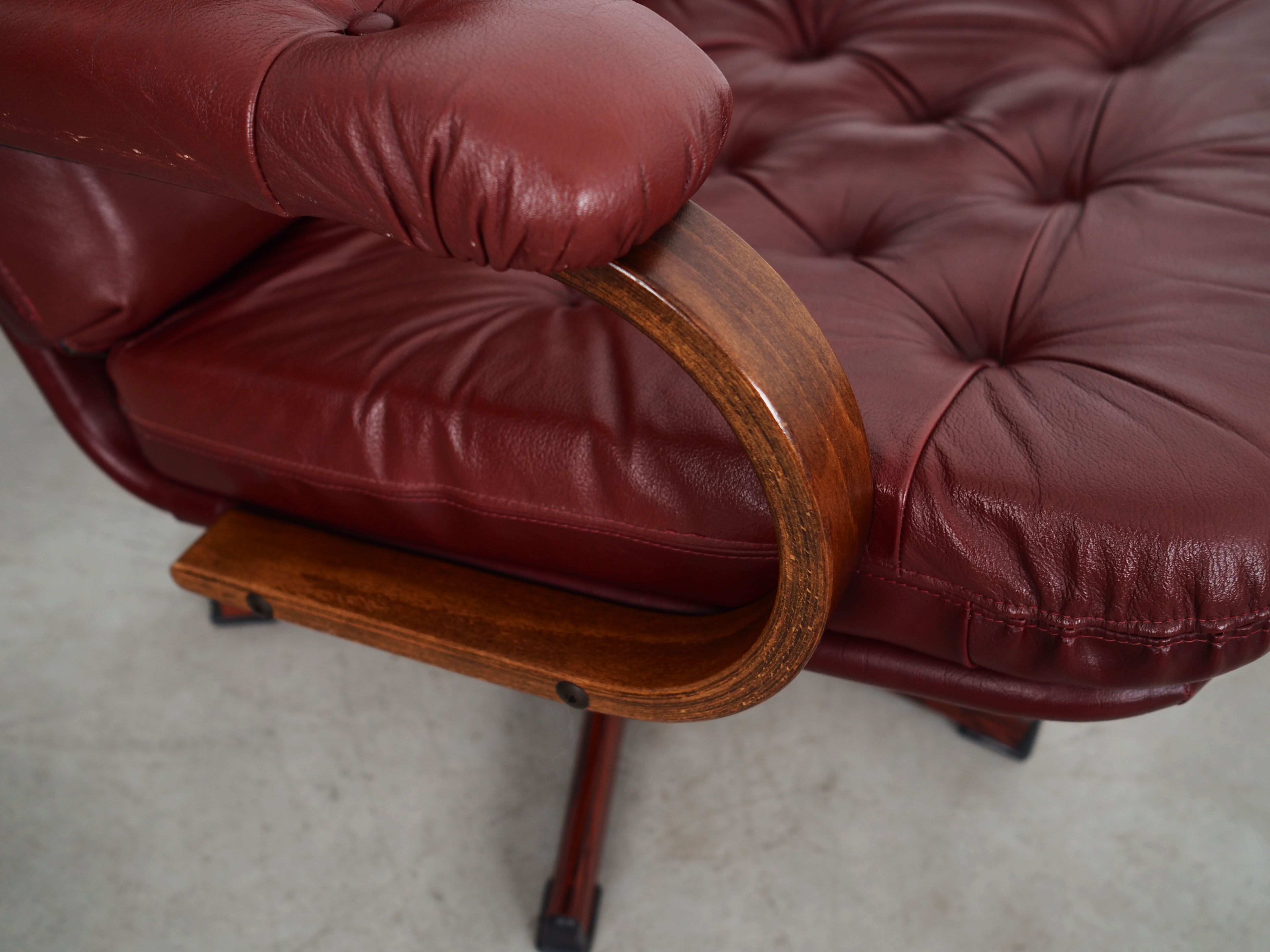 Leather swivel armchair, Danish design, 1970s, made in Denmark
