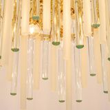 Lustre en laiton doré et baguettes en verre cristallin par C.Palme, Allemagne, années 1970