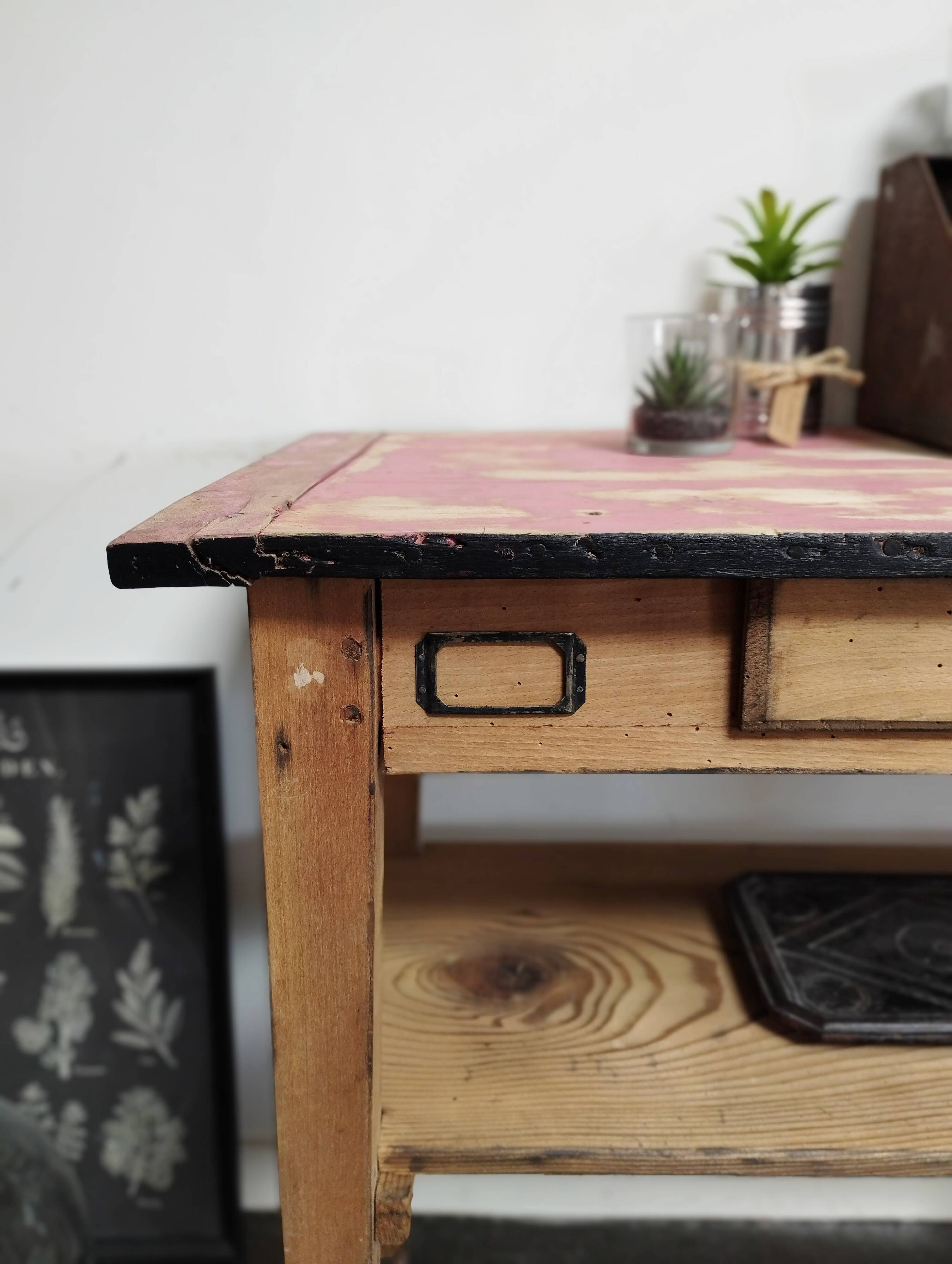 Table d'atelier, console vintage