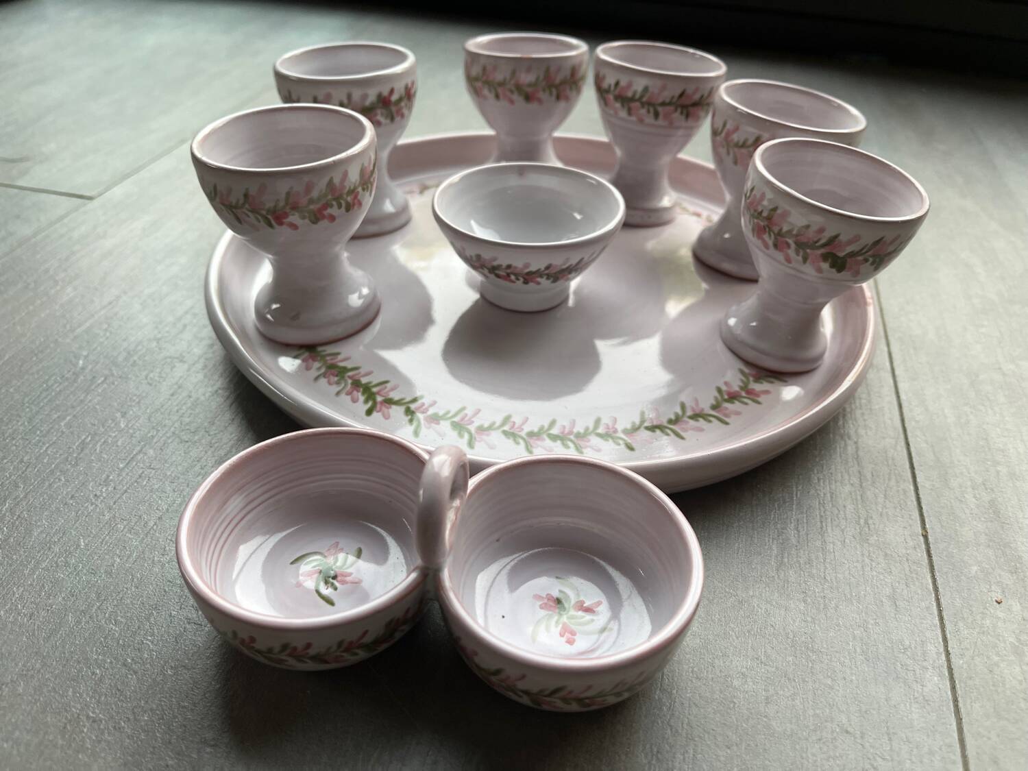 Egg cups, 9-piece service by Michel Spire