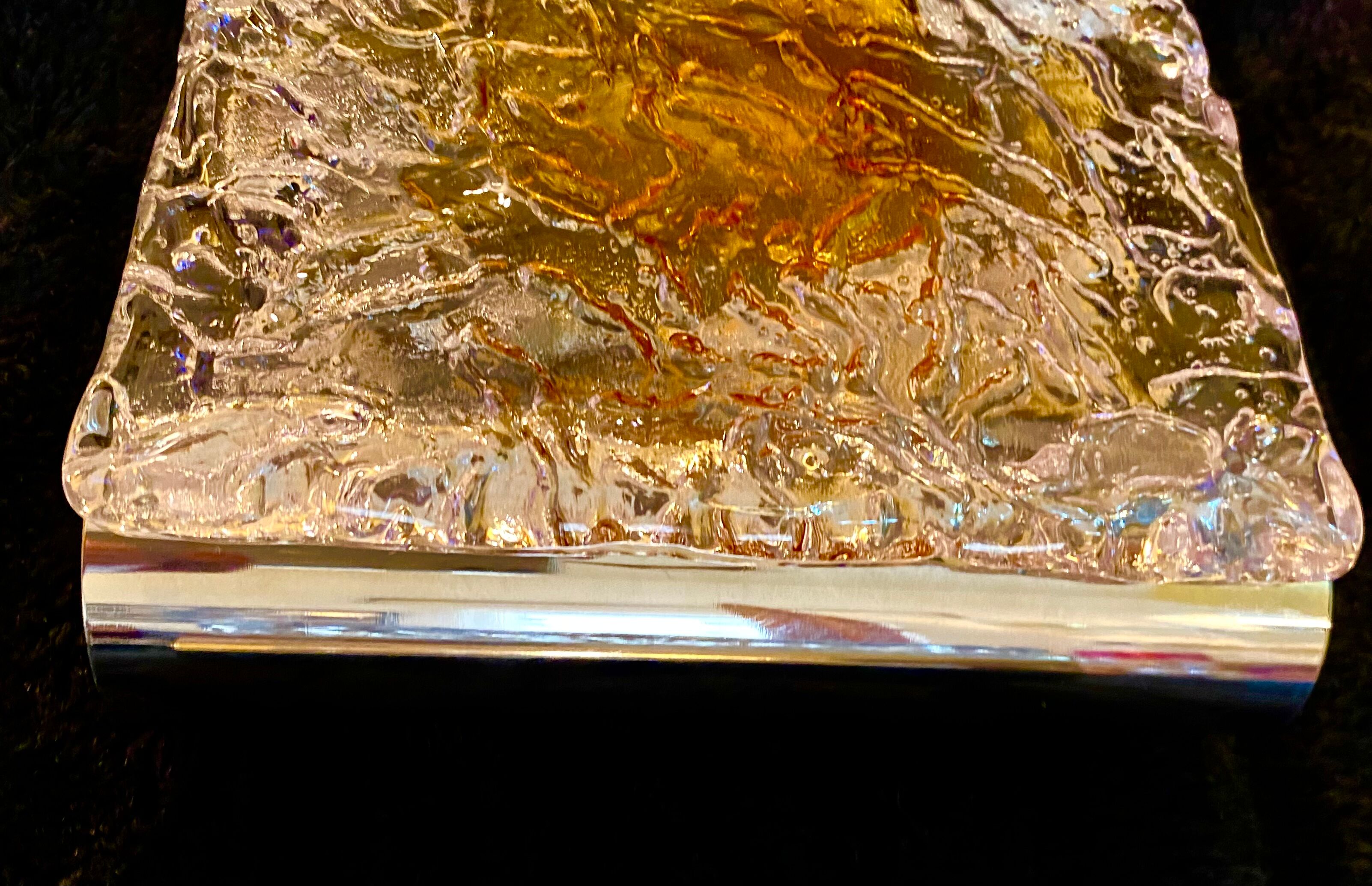 Pair of wall lamps Mazzega chrome structure