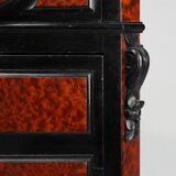 Rare Antique French chest of drawers in wood, burl veneer and marble, ca. 1