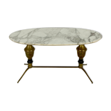 Vintage brass and marble coffee table. Italy 1950s