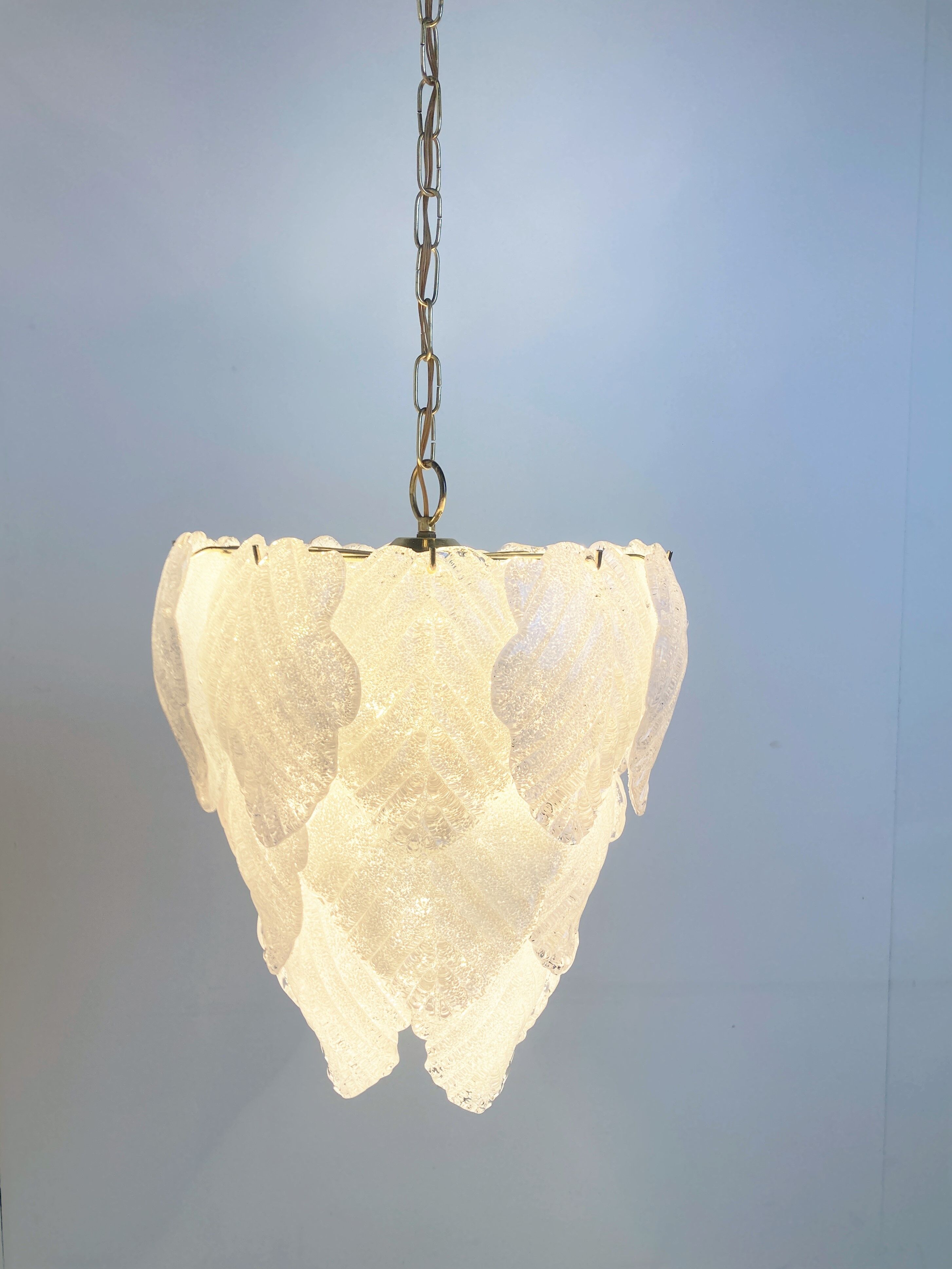 Vintage murano leaf chandelier, 1970s