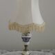 French Vintage Decorative Silver Metal and Porcelain Shaded Table Lamp