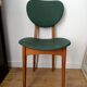 Wooden chair and green leather years -60s