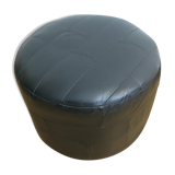 Retro pouf in black leather