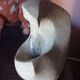 Sculpted stone lamp from the 1970s, signed.