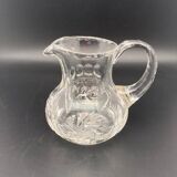 Small carafe/jar in transparent worked glass