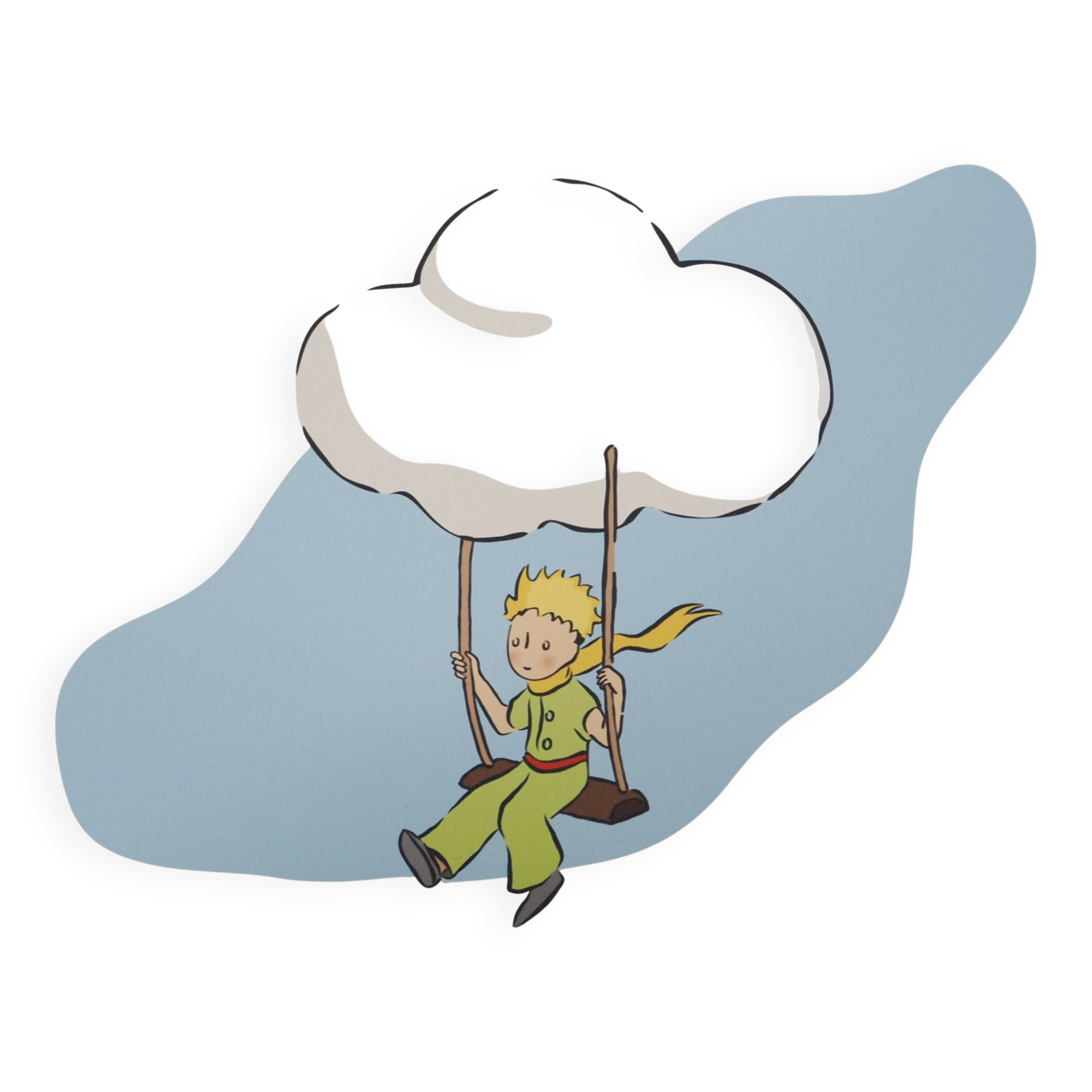 Antoine de Saint-Exupéry: The Little Prince flies with the clouds, lithograph.