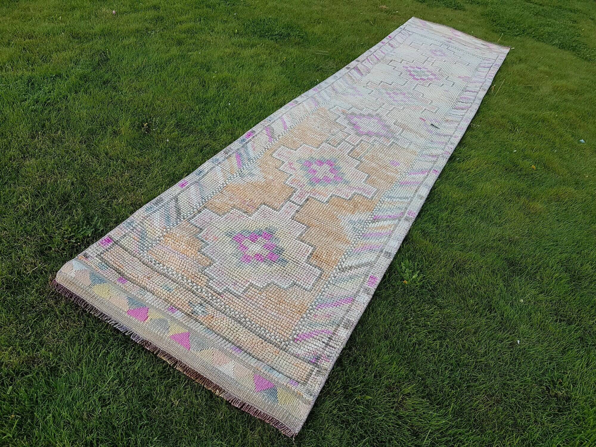 Vintage Turkish hallway rug 80x360 cm