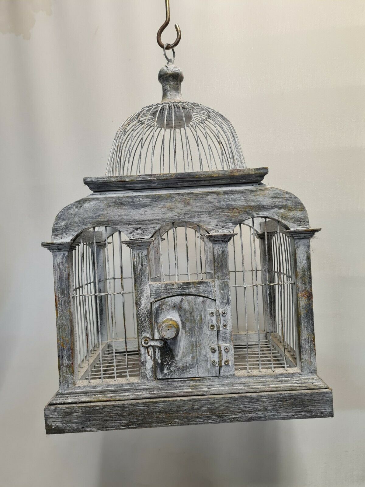 Iron and wood bird cage