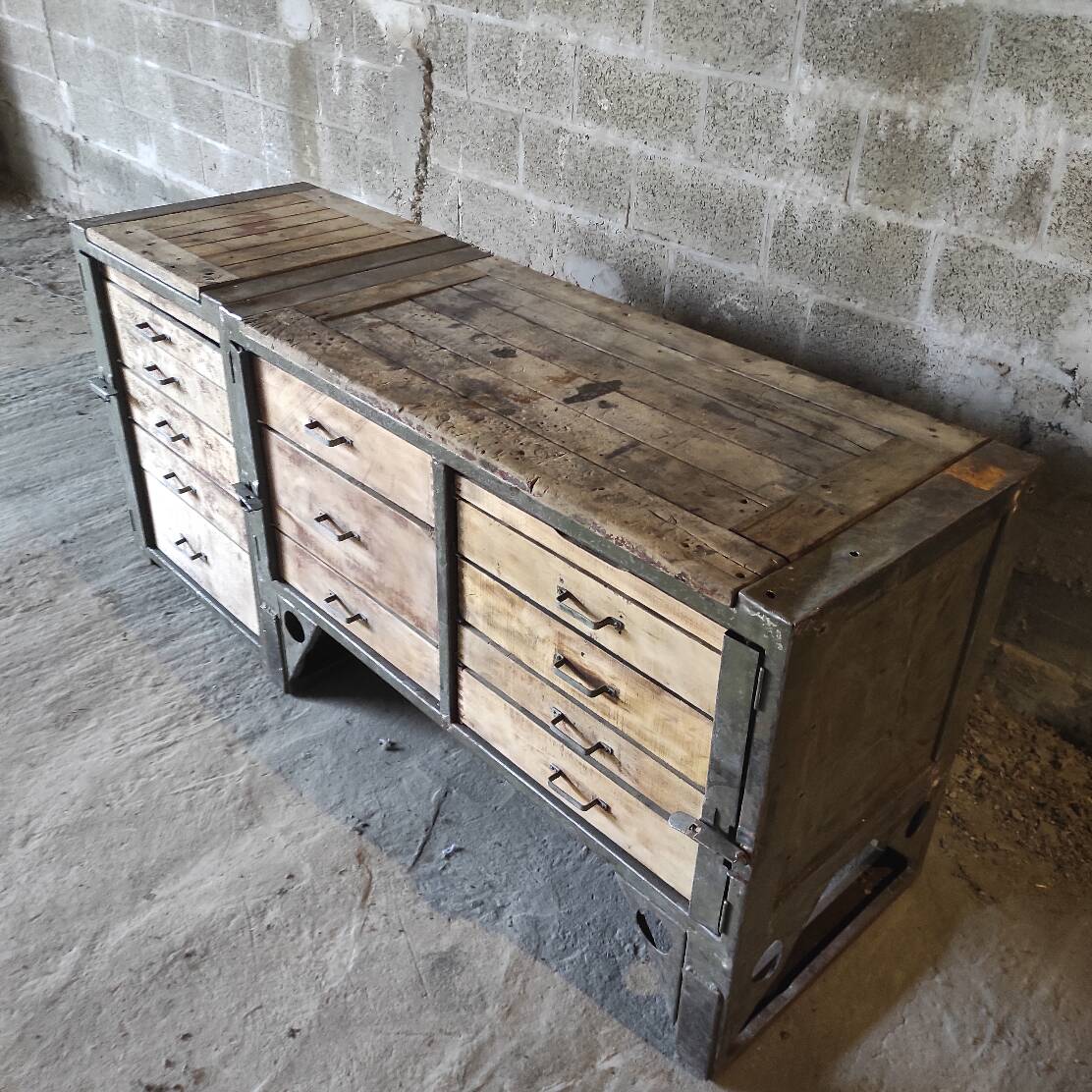 Opel Blitz Workbench Set | Vintage Military Table & Drawer Unit