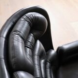 Fauteuil lounge Elda vintage noir sur noir par Joe Colombo pour Comfort, années 1970
