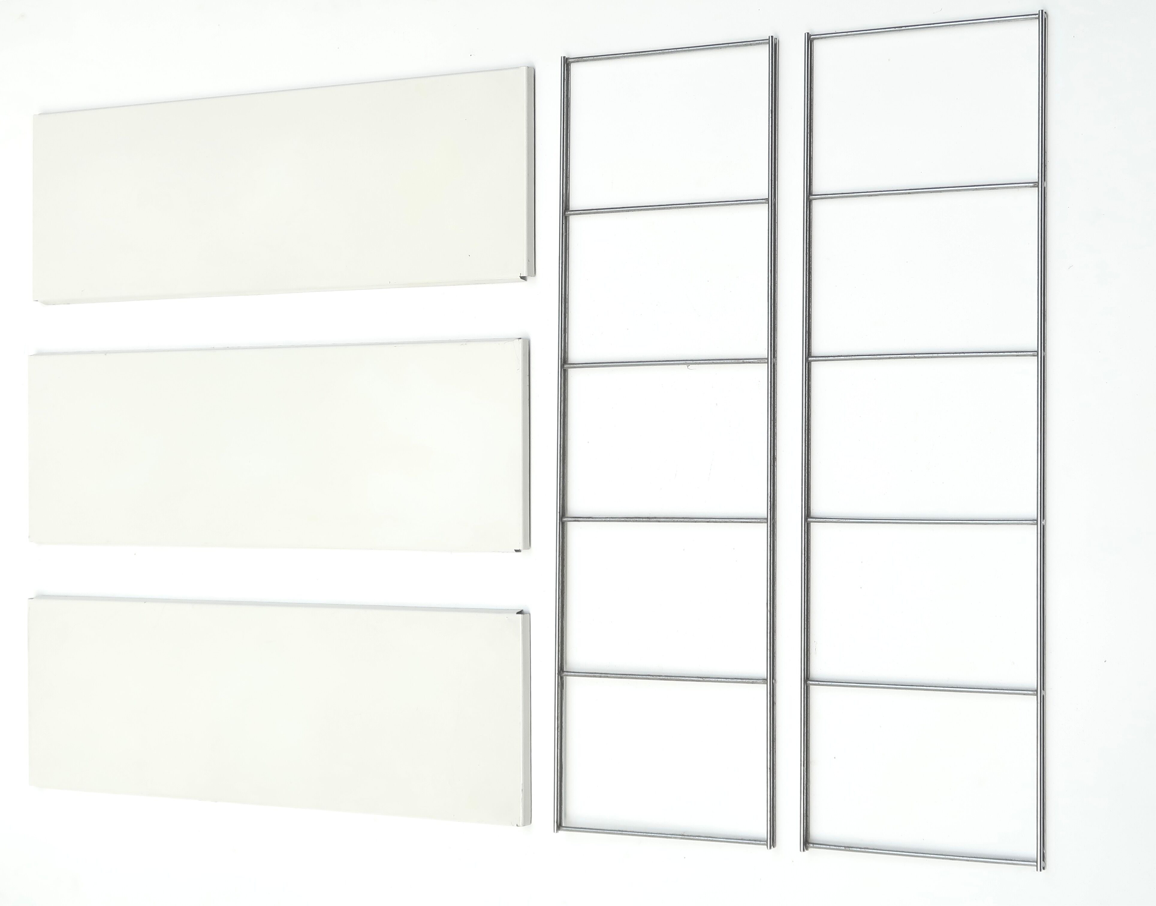 Modular shelves in white and silver metal, 50s