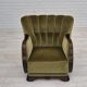Fauteuil danois en tissu vert et chêne, 1960